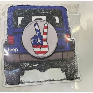 Jeep Blue and Red Peace Sign size is 11x11 new in wrapper